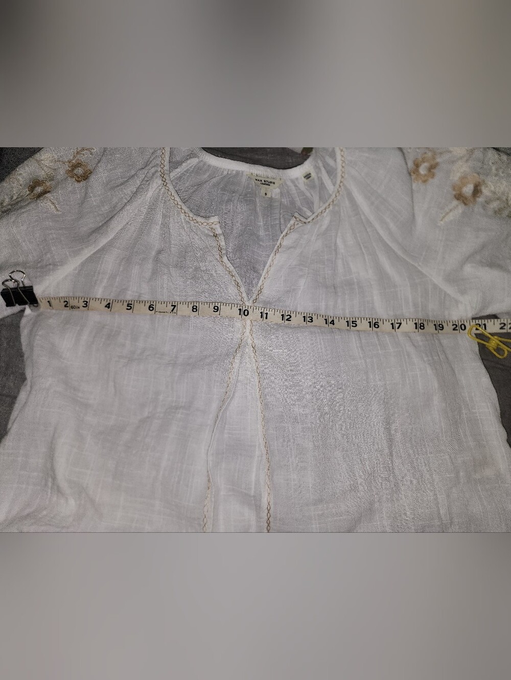 Women's White Embroidered Peasant Blouse By Max Studio London - Picture 5 of 5